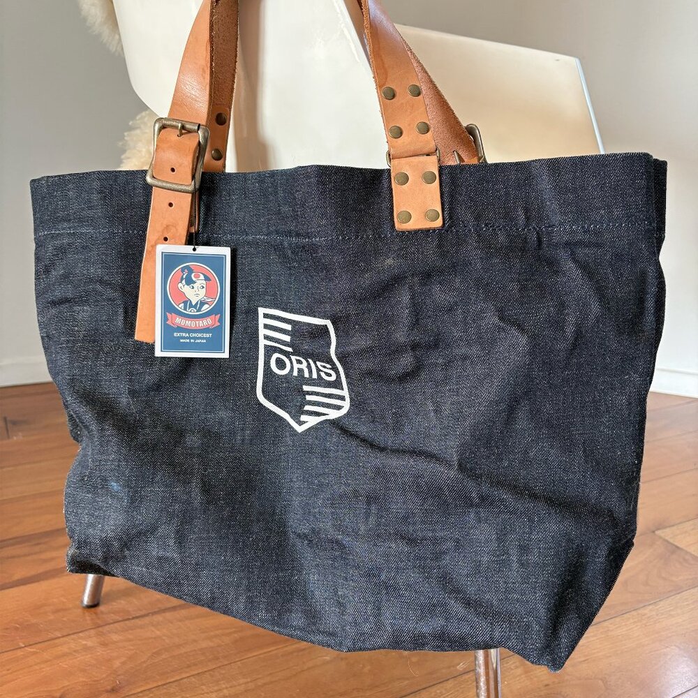 MOMOTARO X ORIS Denim Tote Bag with Leather Handle